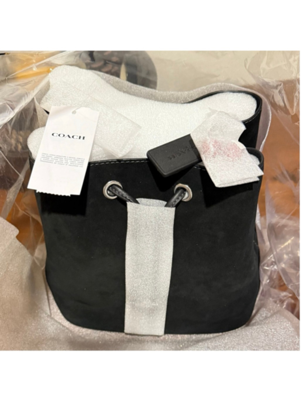 NEW Coach Rowan Bucket Bag Black Suede w/ Removable Zip Pouch CCZ89 NWT - Picture 12 of 14
